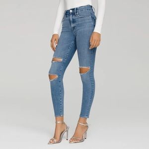 *NEW* GOOD AMERICAN Good Legs High Waist Ripped Crop Skinny Blue Jeans | Size 4